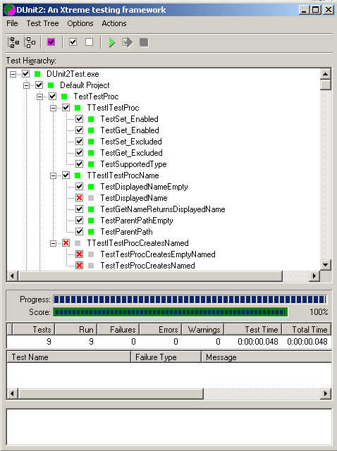 View of excluded tests in GUI version