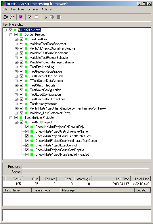 Entire suite of tests executed as two projects
